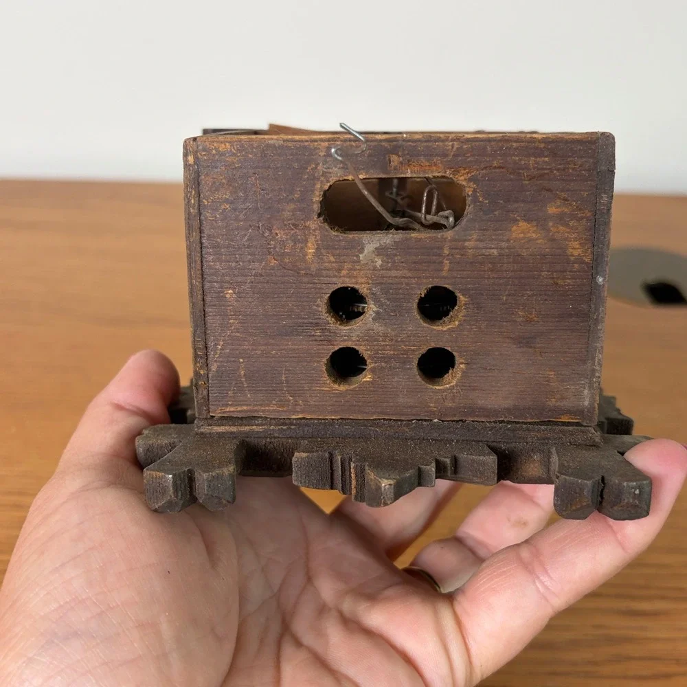 Henry Coehler Vintage Small Cuckoo Clock Parts German Mechanical Movement Wood